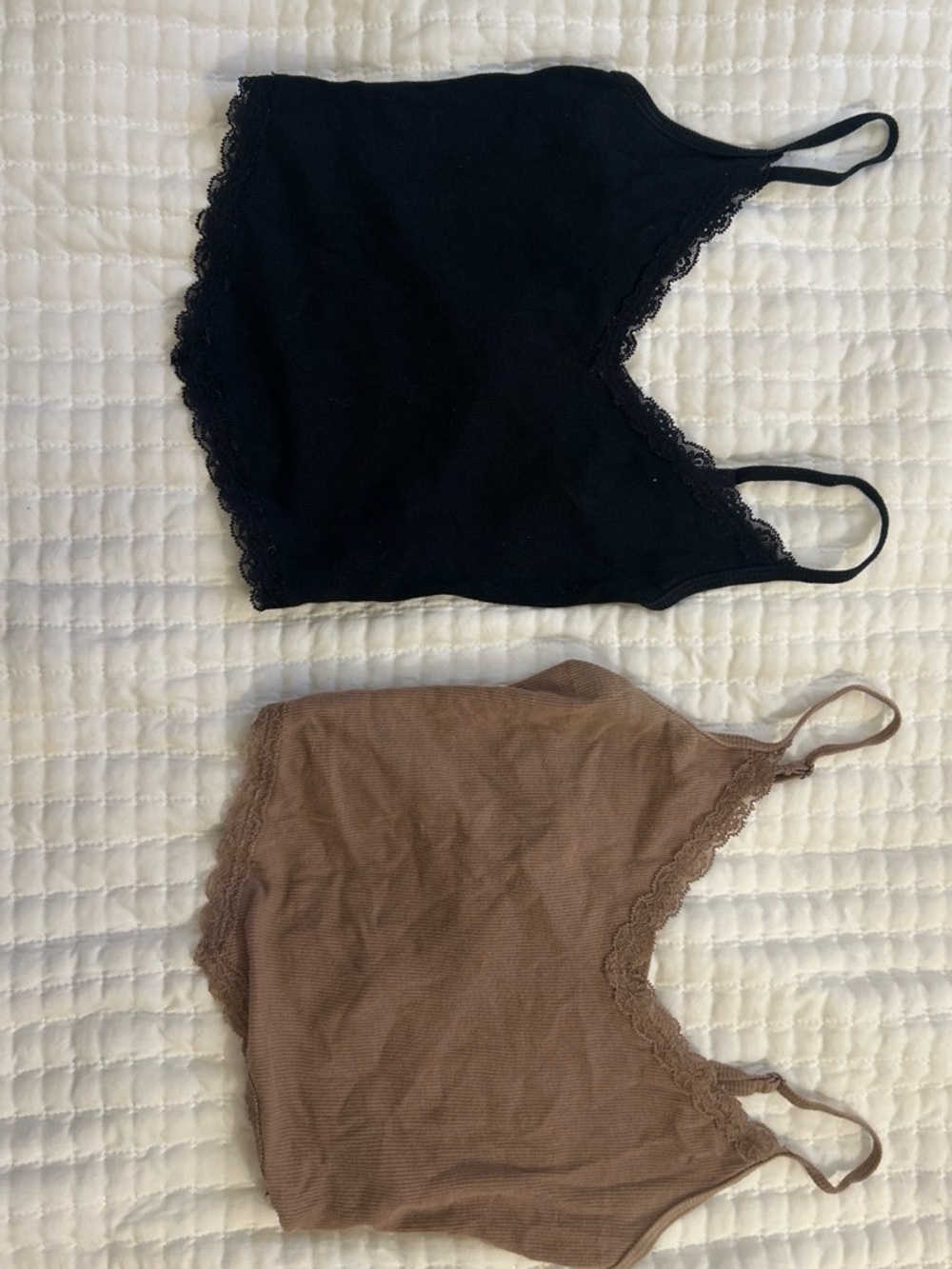 Hollister Lace-Trim Bralette Tank Tops in Black and Brown